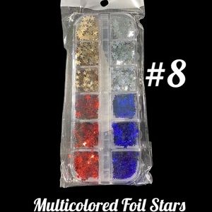 Multicolored Foil Star Nail Art